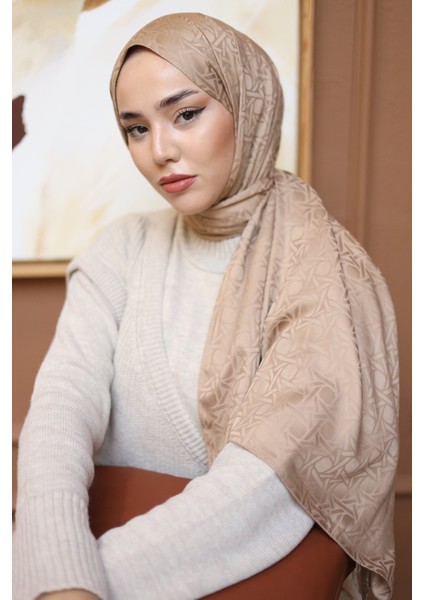 Marka Jakarlı Deluxe Şal - Koyu Bej modelleri