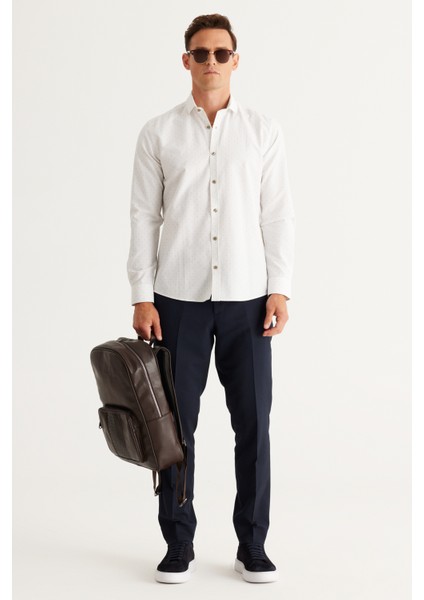 Slim Fit Dar Kesim Italyan Yaka Baskılı Gömlek indirimleri
