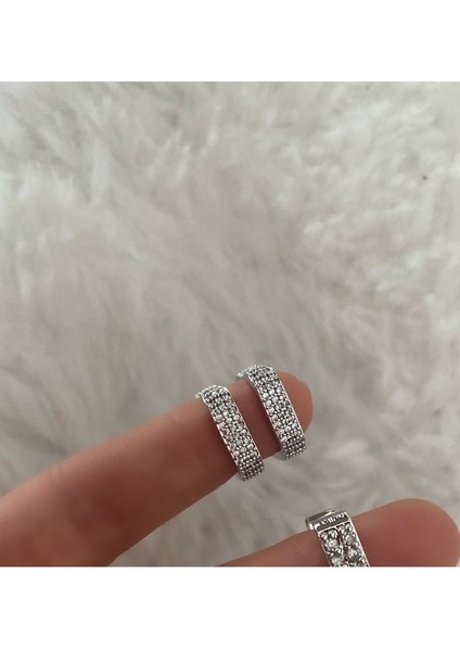 Pinery Jewels Vıp Seri - Kare Renkli Zirkon Taşlı Kıkırdak Küpe Earcuff