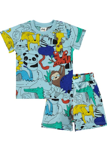 Erkek Bebek Şortlu Takıım 6-18 Ay Mavi