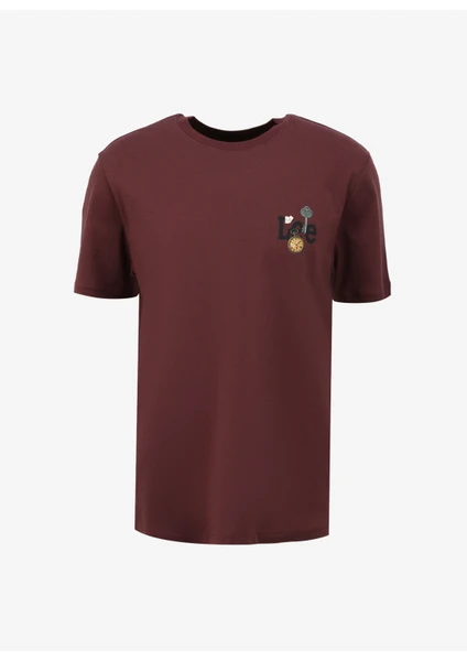 Bisiklet Yaka Bordo Erkek T-Shirt L241582810 Bisiklet Yaka T-Shirt