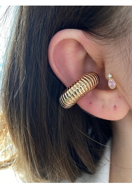 Boğumlu Halka Altın Kaplama Kıkırdak Earcuff