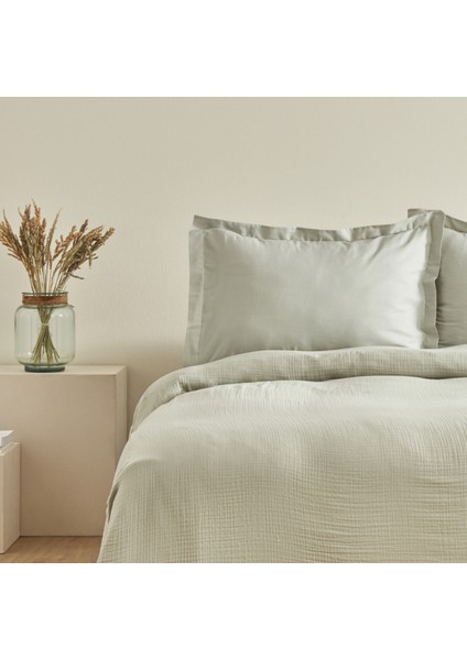 Minel Çift Kişilik Pike Yatak Örtüsü Seti Adaçayı modelleri