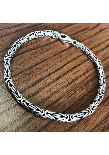 Gümüş Erkek Bileklik Yuvarlak Kral Model 5 mm 18 gr msb05