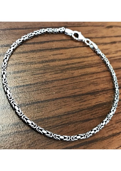 Gümüş Erkek Bileklik Kare Kral Model 2 mm 6.6gr msb02