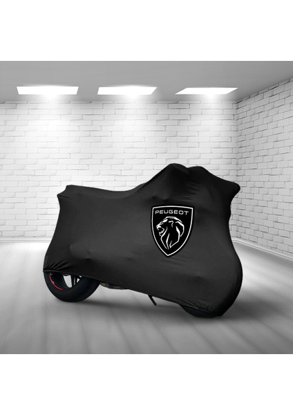 Ultra Shop Peugeot Django 125 Siyah Kumaş Motosiklet Brandası Logo Baskılı Penye Kumaş Motosiklet Branda