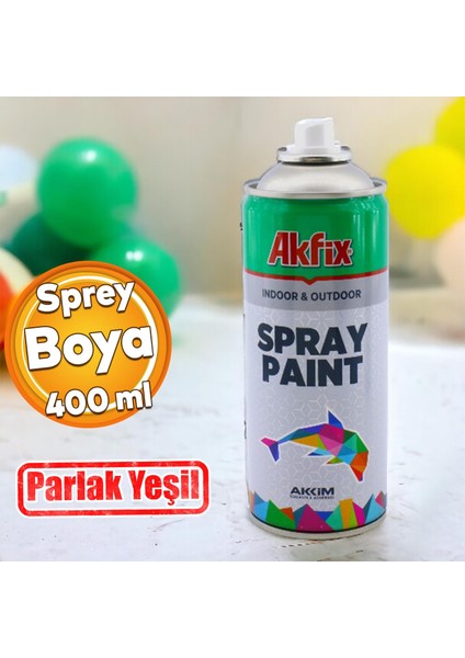 Akfix Kalıcı Akrilik Sprey Boya Parlak Yeşil 400 ml Tasarım Metal Ahşap Plastik Beton Yüzey Boyama