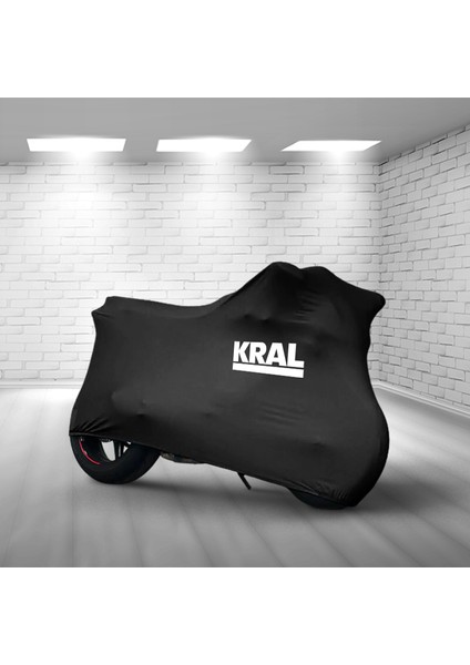 Ultra Shop Kral Motor KR-125-7 Siyah Kumaş Motosiklet Brandası Logo Baskılı Penye Kumaş Motosiklet Branda