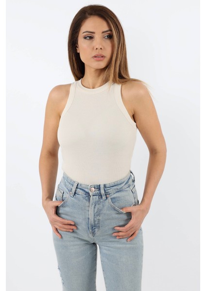 Kadın 3’lü Premium Pamuklu Fitilli Bej Krem Siyah Atlet fiyatları