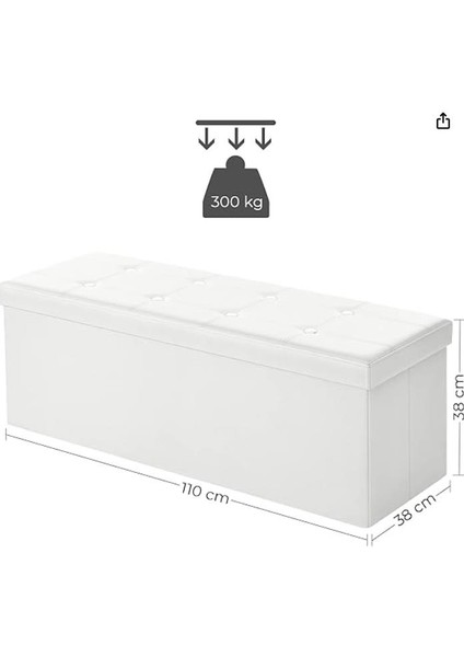 Tabure 120 Litre, Saklama Kutusu, Tabure, Katlanabilir, 300 Kg'a Kadar Yük, Sentetik Deri Kapak, Döşemeli, Beyaz LSF702 modelleri
