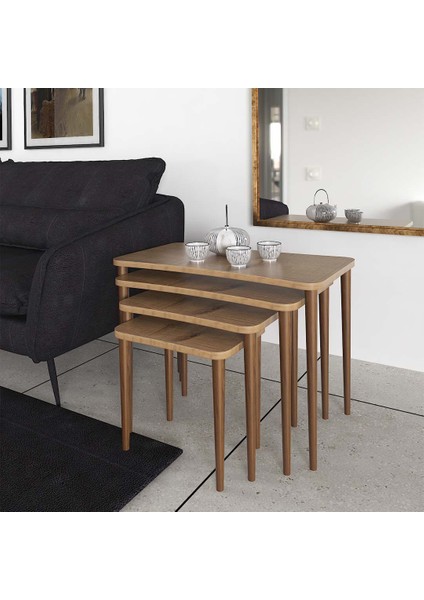 Erendiz 5li Ahşap Ayaklı Orta Sehpa ve Zigon Sehpa Seti Xl fırsatları