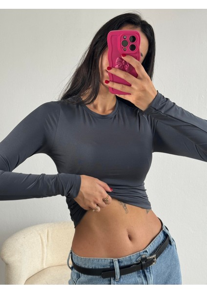 Füme Bisiklet Yaka Uzun Kollu Slimfit Basic Body 26286 fırsatları