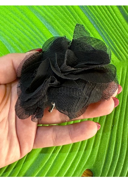 9x9 cm Siyah Tüllü Çiçek Broş Yaka Iğnesi Türban Iğnesi Giyim Aksesuarı fiyatları
