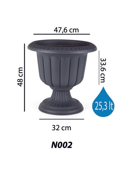 Nergis Saksı No.2 25,3 Litre Antrasit Renk fiyatları