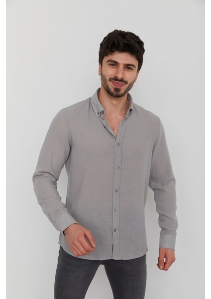 Caz 2007 - 2017 Uzun Kol Erkek Düz Renk Vual Gömlek fiyatları