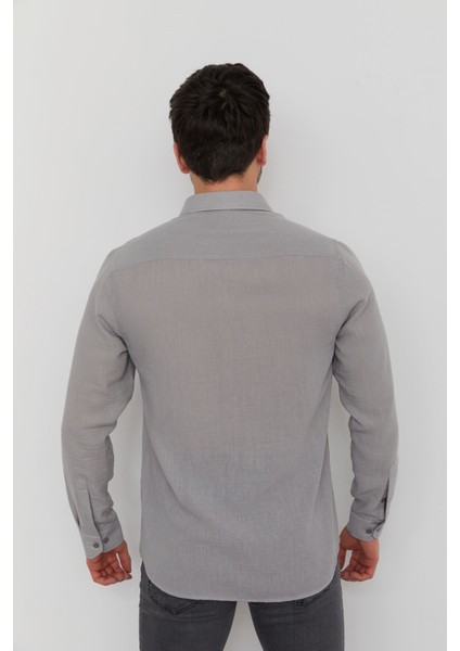 Caz 2007 - 2017 Uzun Kol Erkek Düz Renk Vual Gömlek modelleri