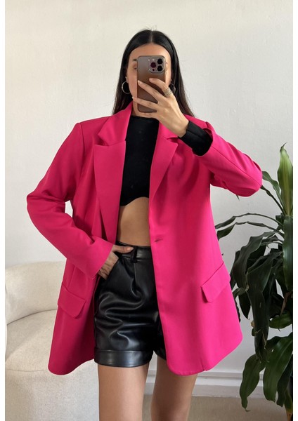 Pembe Oversize Blazer Ceket 24022