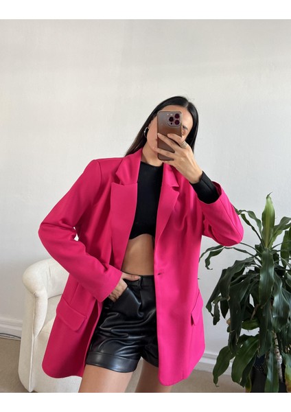 Pembe Oversize Blazer Ceket 24022