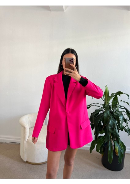 Pembe Oversize Blazer Ceket 24022