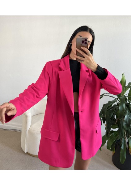 Pembe Oversize Blazer Ceket 24022