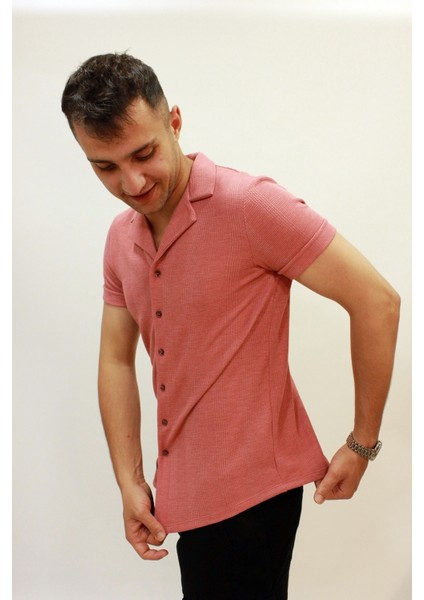 Caz 2000 Waffle Kısa Kol Kırlangıç Yaka Gömlek Gül Kurusu fiyatları