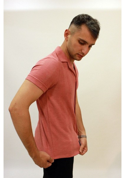 Caz 2000 Waffle Kısa Kol Kırlangıç Yaka Gömlek Gül Kurusu modelleri