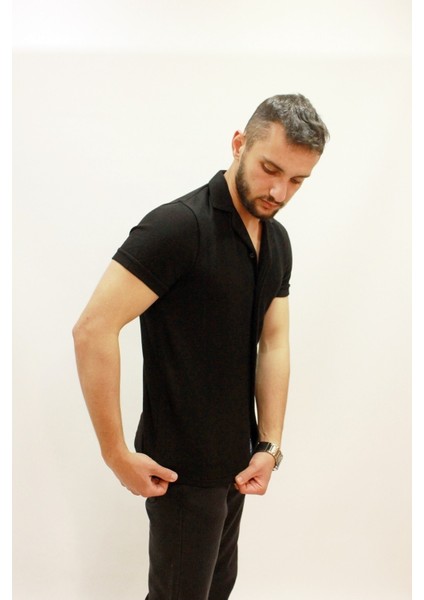 Erkek Caz 2000 Waffle Kısa Kol Siyah Gömlek fırsatları