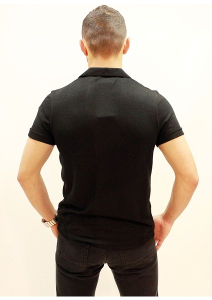 Erkek Caz 2000 Waffle Kısa Kol Siyah Gömlek indirimleri