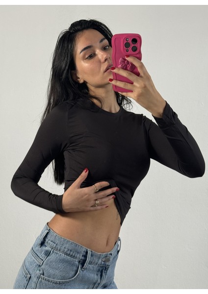 Siyah Bisiklet Yaka Uzun Kollu Slimfit Basic Body 26286 fiyatları