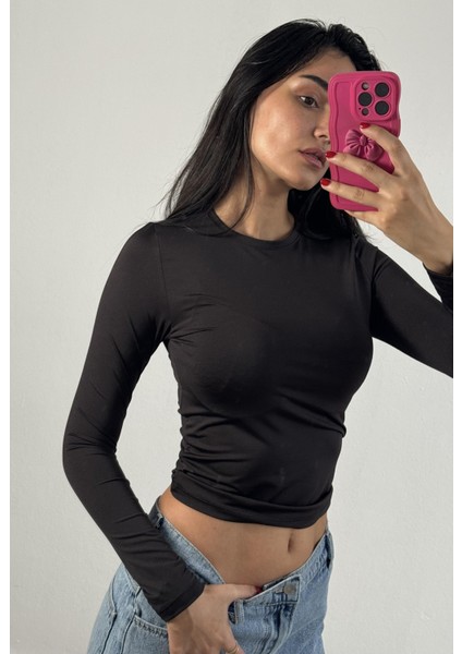Siyah Bisiklet Yaka Uzun Kollu Slimfit Basic Body 26286 modelleri