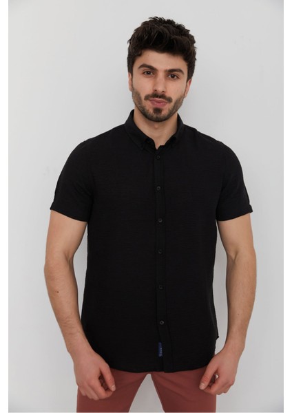 Caz 2006 - 2018 Düz Renk Kısa Kol Erkek Gömlek