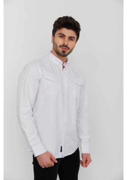 Caz 2042 Gabardin Kumaş Erkek Uzun Kollu Çift Cepli Kanvas Gömlek fiyatları