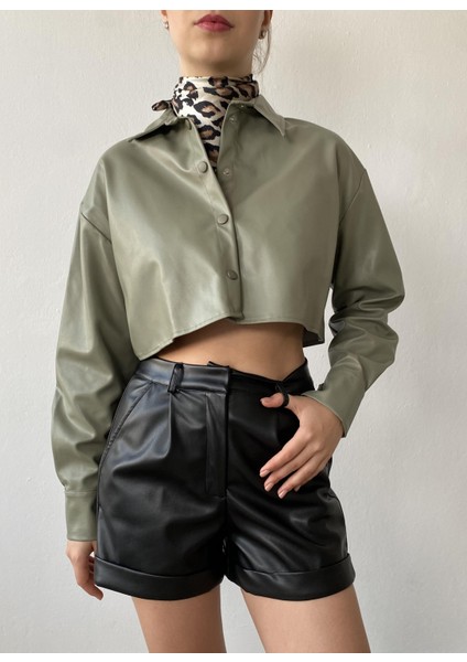Çağla Crop Deri Gömlek 26062 fiyatları