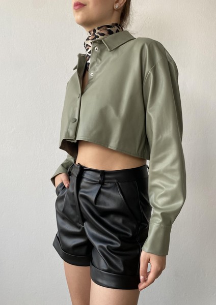 Çağla Crop Deri Gömlek 26062 fırsatları