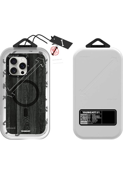 iPhone 14 Pro Max Uyumlu Kılıf Ahşap Desenli Wood Forest Seri Siyah