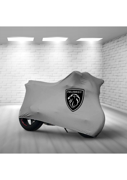 Ultra Shop Peugeot Django 50 Gri Kumaş Motosiklet Brandası Logo Baskılı Penye Kumaş Motosiklet Branda