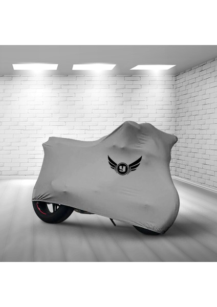 Ultra Shop Yukı Yb 150 Jumbo Gri Kumaş Motosiklet Brandası Logo Baskılı Penye Kumaş Motosiklet Branda