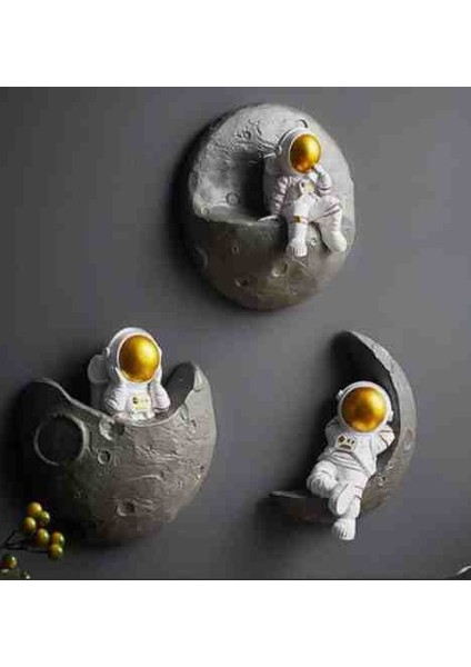 Astronot 3'lü Dekoratif Obje ve Biblo (22CM )