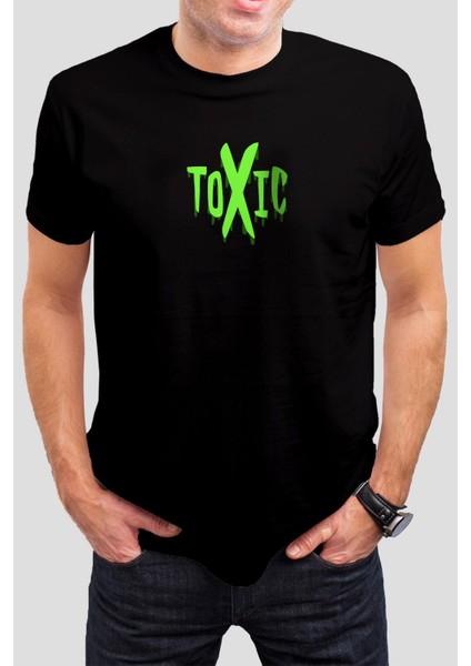 Toxic Baskılı Siyah Unisex Tişört C349