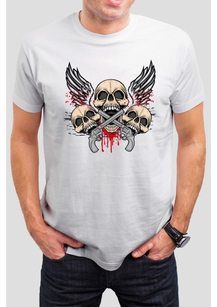 Kuru Kafa Baskılı Beyaz Unisex Tişört C342