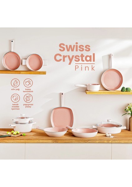 Swiss Crystal 26 cm Tava Pembe