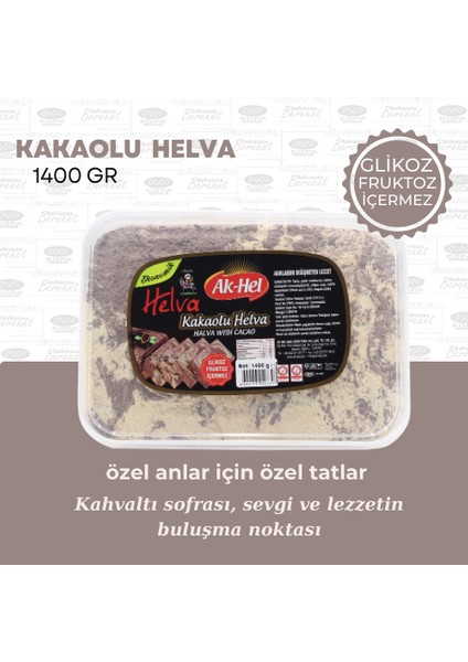 Akhel Kakaolu Helva 1400 gr (Plastik | Glikozsuz)