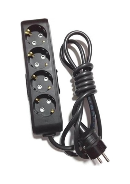 Multi-Let Siyah 4'lü 5 Metre Topraklı Çocuk Korumalı Kablolu Grup Priz (3x2.5 Ttr Tam Bakır Kalın Kablolu)