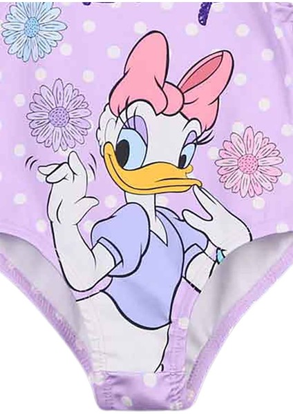 Daisy Duck Desenli Omuz Fırfır Detaylı Kız Çocuk Mayo