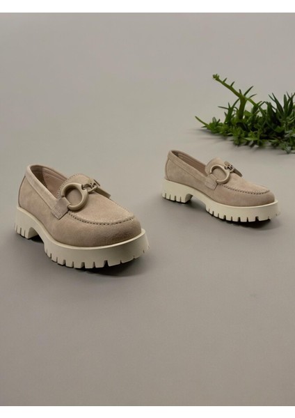 2846 Bej Deri Süet Günlük Kadın Ayakkabı fırsatları