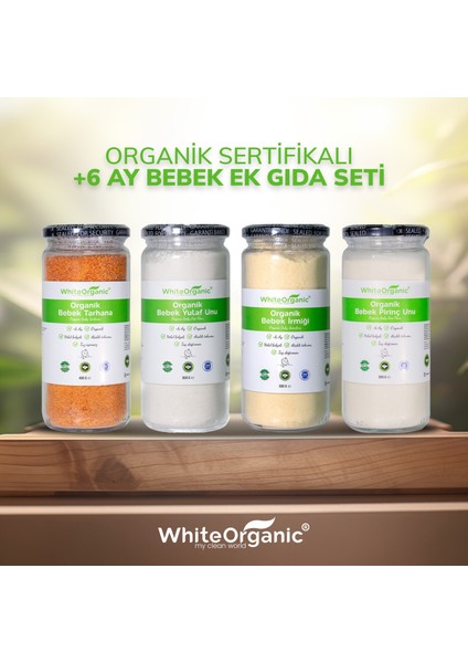 White Organic Organik Bebek Ek Gıda Seti +6 Ay Bebek Tarhana Bebek İrmiği Tam Pirinç Unu Tam Yulaf Unu