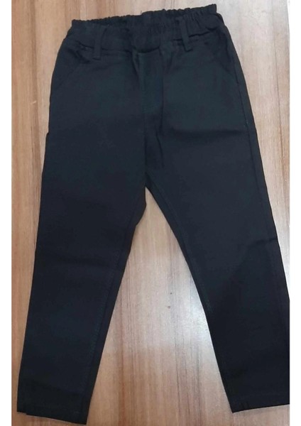 Siyah Keten Beli Lastikli Cepli Pantolon