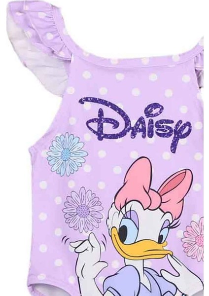 Daisy Duck Desenli Omuz Fırfır Detaylı Kız Çocuk Mayo