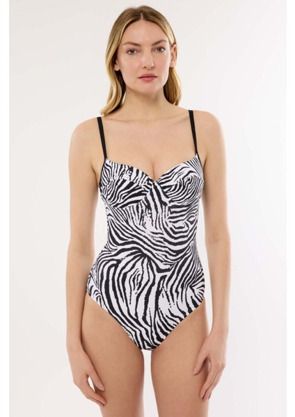 49355 Zebra Desenli Toparlayıcı Mayo