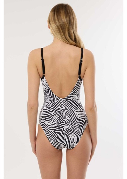 49355 Zebra Desenli Toparlayıcı Mayo